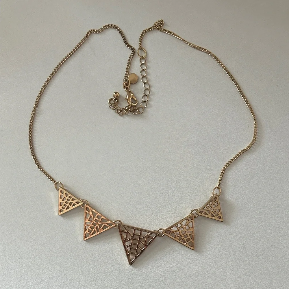 Charming Charlie Gold Triangle Pendant Necklace