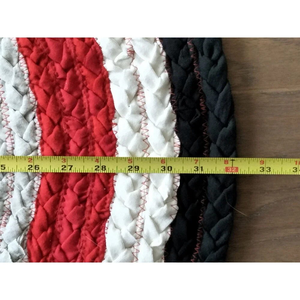 Bullseye Braided Rug Round 32-inch Black White Red Gray