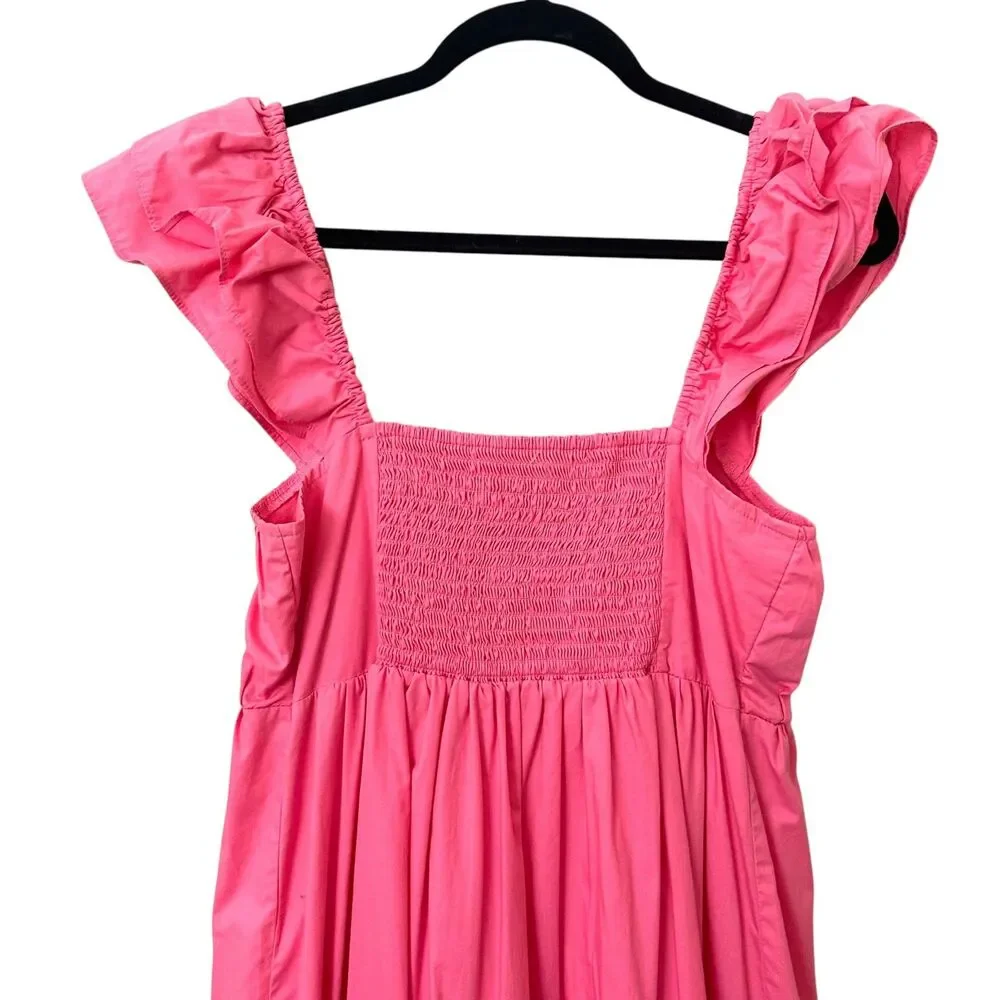 ABERCROMBIE & FITCH Tiered Flutter Sleeve Maxi Dress Pink Medium