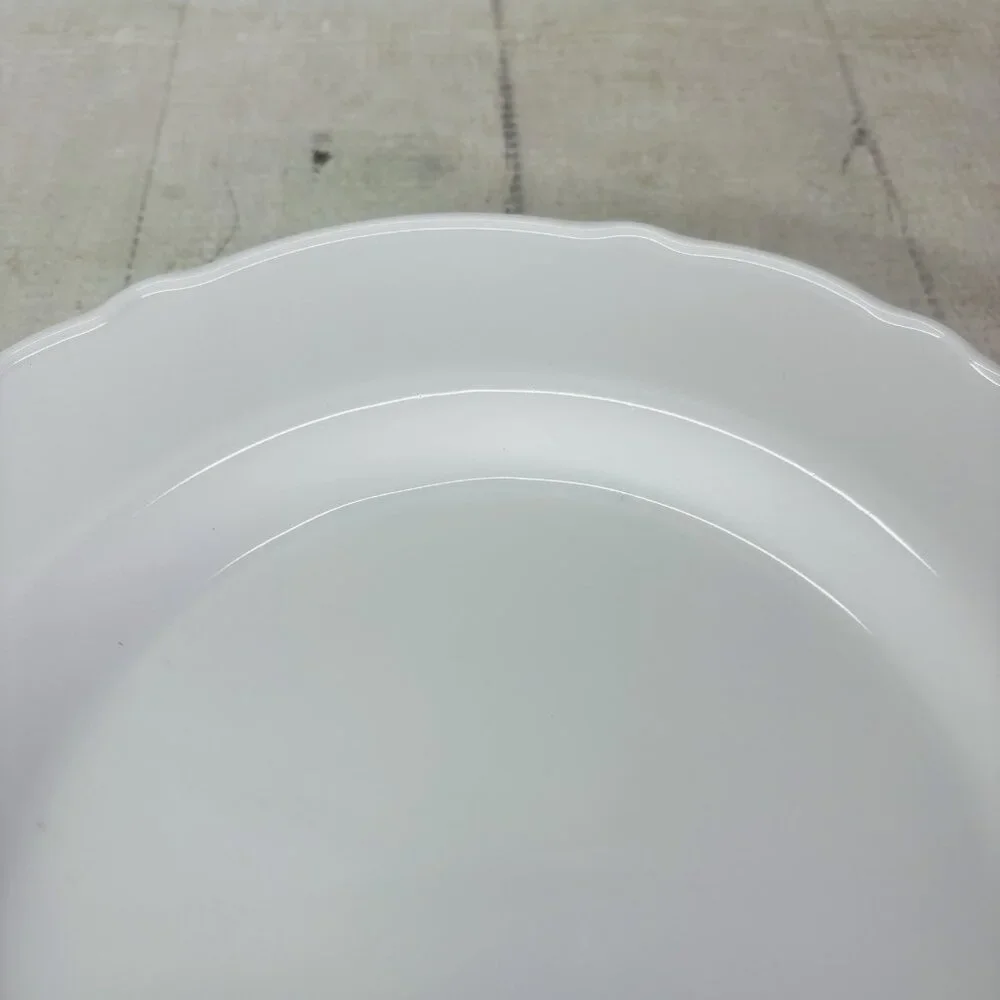 Ikea of Sweden UPPLAGA 21986 White Scalloped Porcelain Lunch Salad Plates Set 4