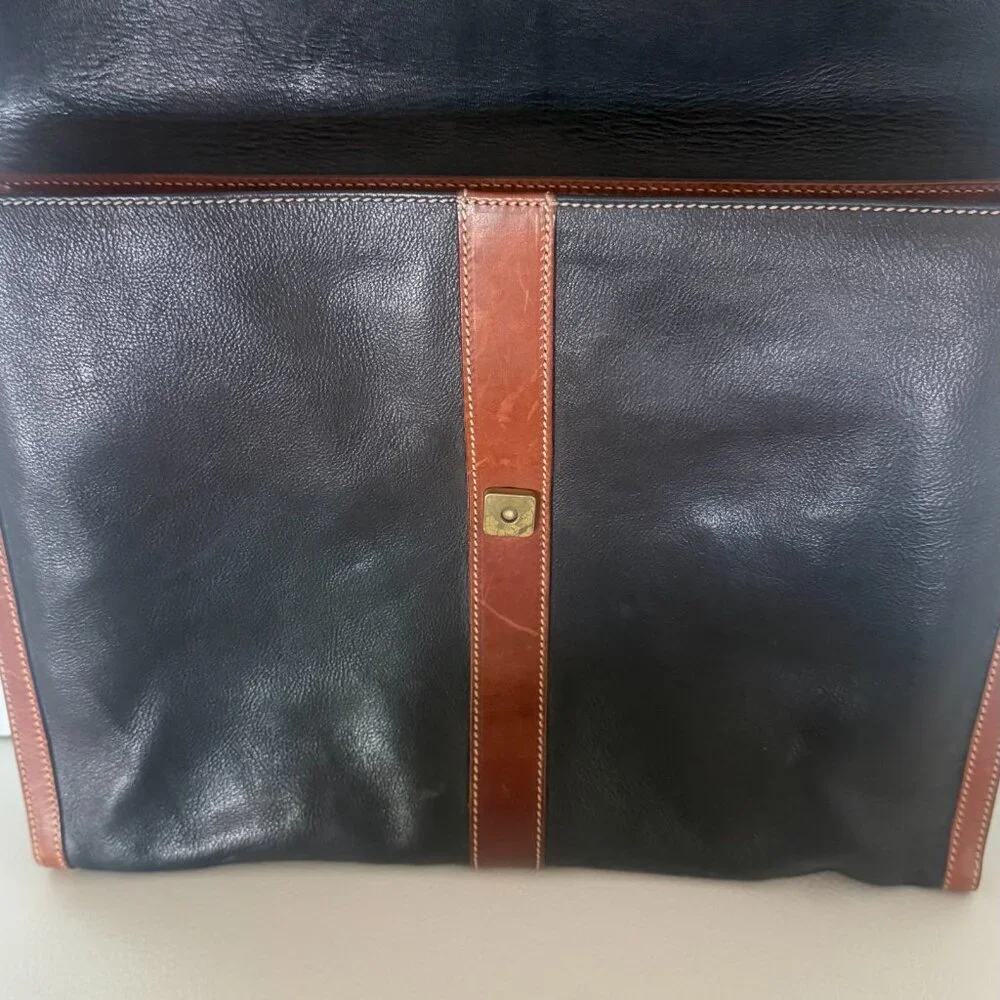 VINTAGE CLOETTA FOR BLOOMINGDALES LEATHER DOCUMENT CASE BRIEFCASE TWO TONE