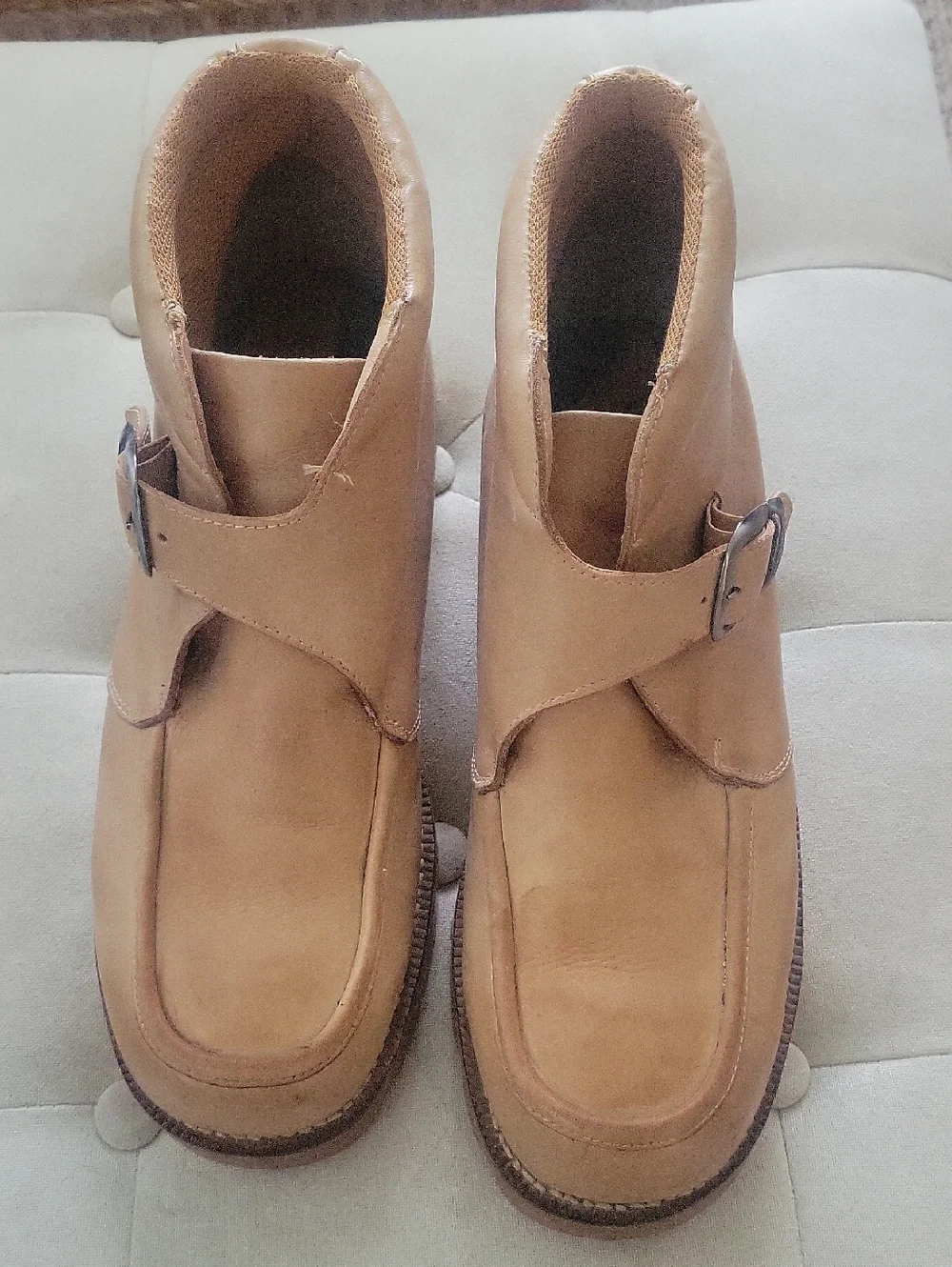 DURANGO LEATHER ANKLE BUCKLE BOOTS 11D TAN
