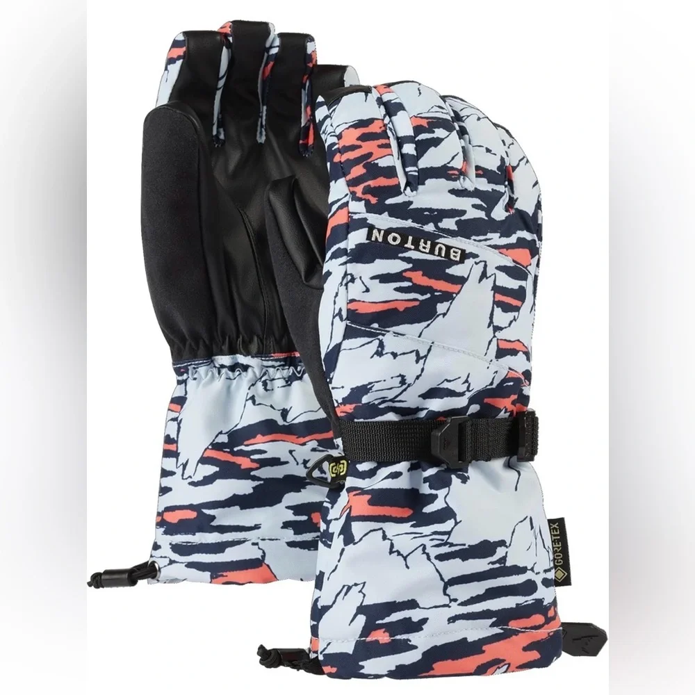 Burton ski mittens in light blue, navy and coral. Ballad Blue Summit Child Large