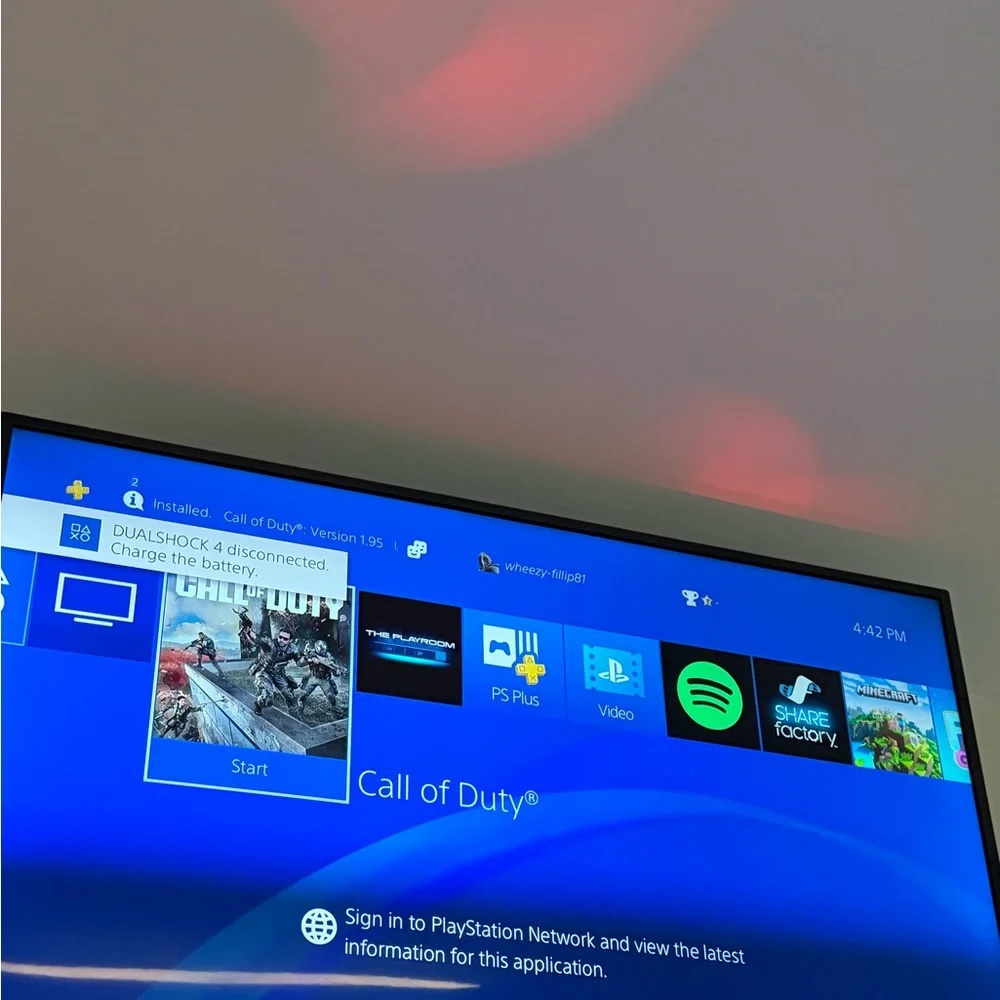 Sony PlayStation 4 Blue User Interface Display