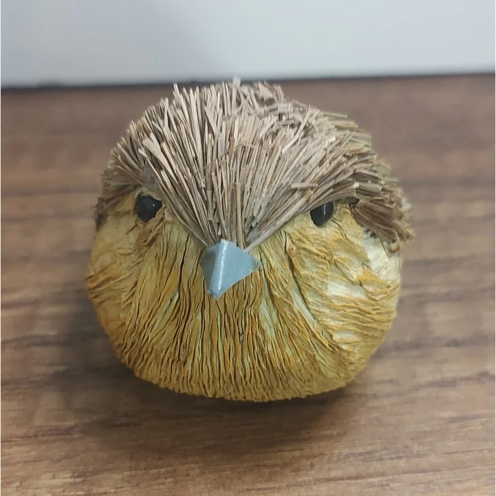 Handcrafted Straw Wood Bird Figurine Lot Of 2 D2