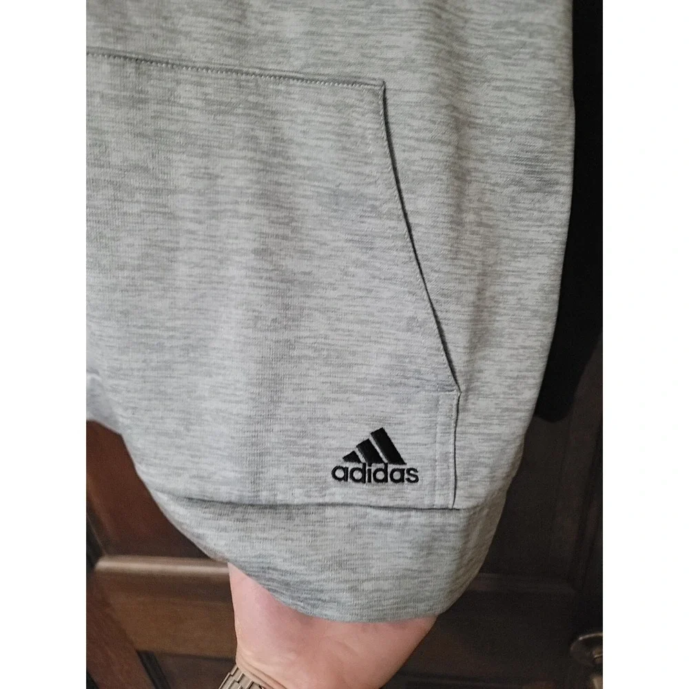 Adidas Unisex Kid's Black Grey Long Sleeve  Hooded Sweatshirt XL 18-20