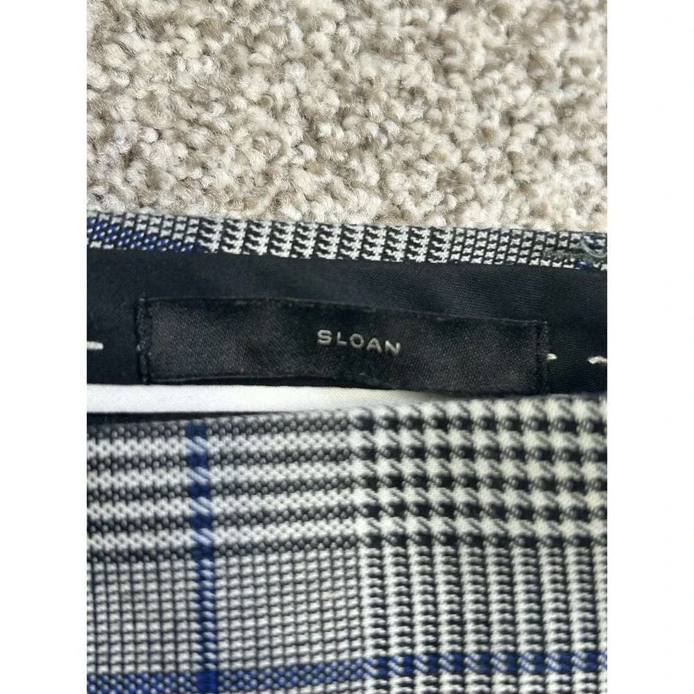 Banana Republic Sloan Pants 4 Trouser Gray Plaid Straight Wide Waist Work A6