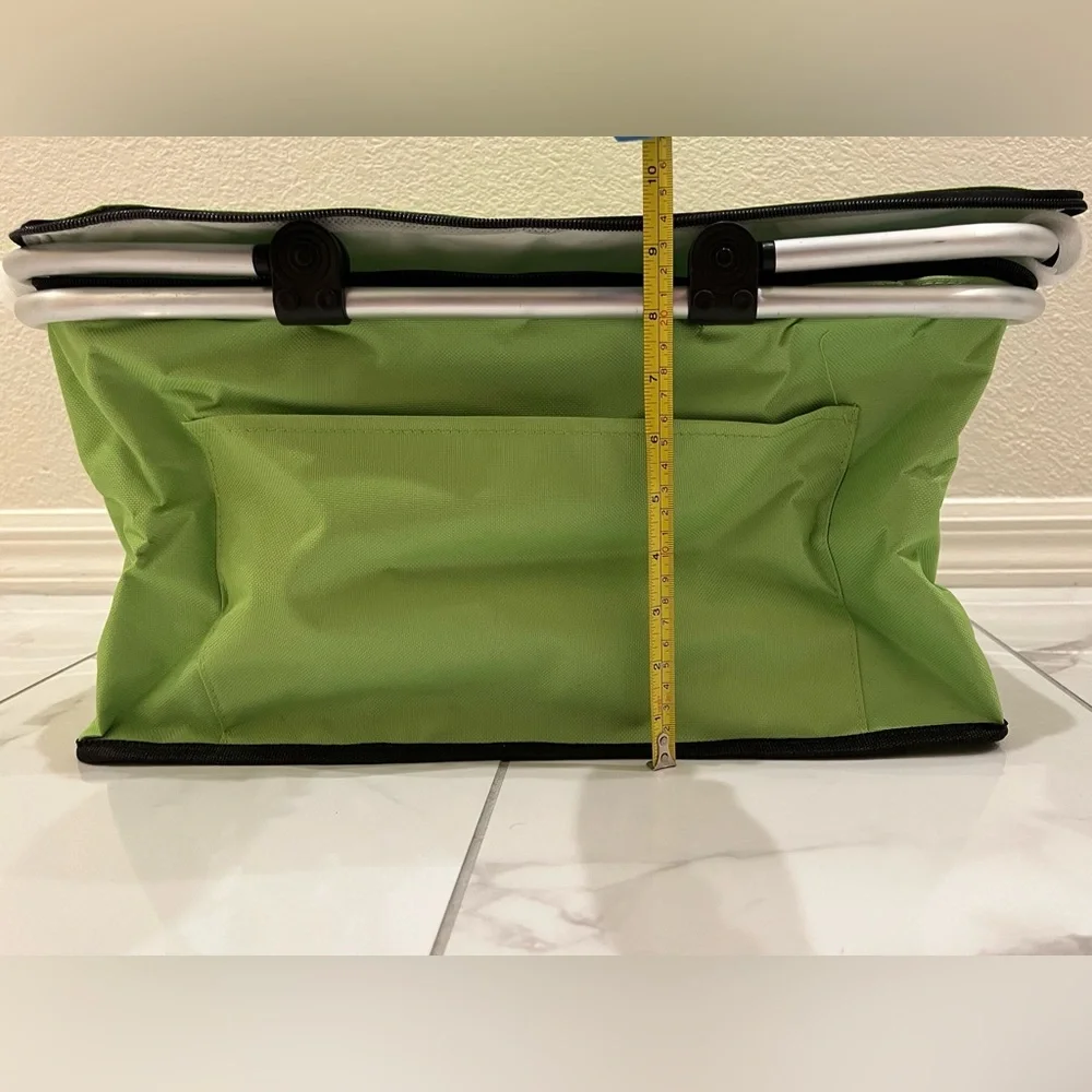 Green Foldable Insulated Picnic Basket Tote