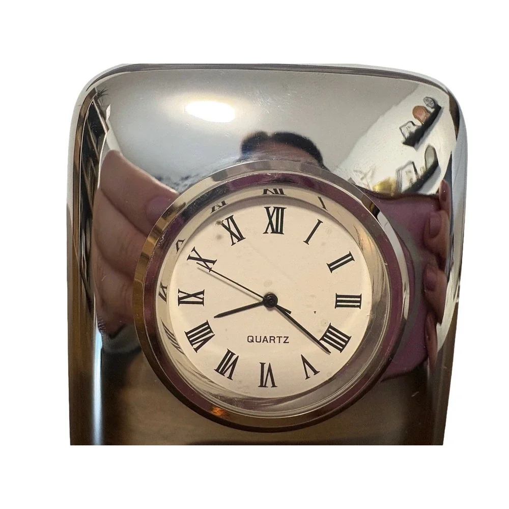 Collectable Caterpillar CAT Quartz‎ Desk Clock Paperweight Silver Roman Numeric