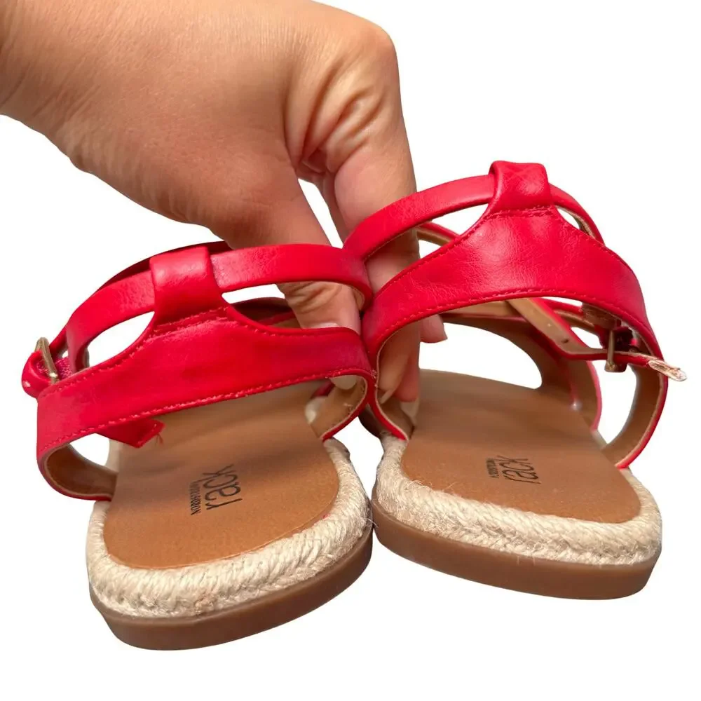 Nordstrom Rack Red Espadrille Criss Cross Sandals Size 7.5 Colorful Resortwear