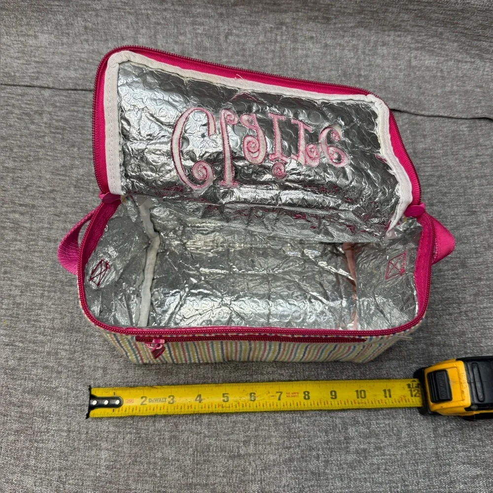 “Claire” Monogrammed Lunchbox Insulated Stripe Girls
