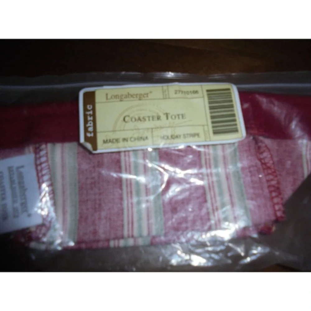 Longaberger Holiday Stripe Tarragon, Spice,‎ Coaster Tote Basket Liner #27710166