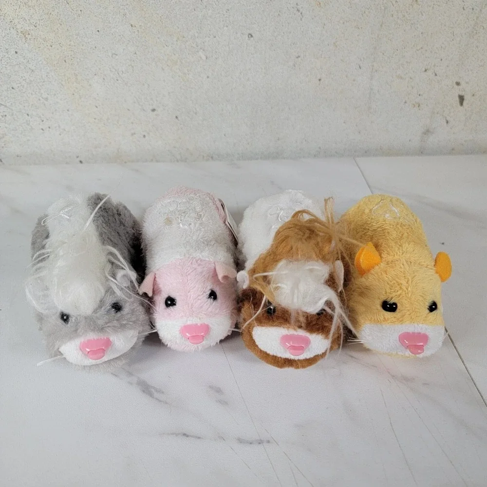 Lot 4 Zhu Zhu Pink Yellow Brown Black Hamsters‎