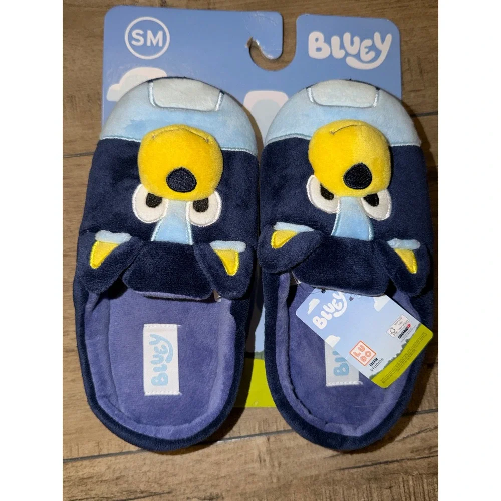Bluey Kids Blue Slippers Size SM Small Bluey‎ Character Plush Slippers 5/6 NEW