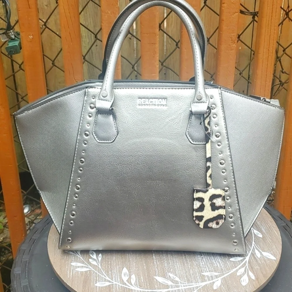 Kenneth Cole Reaction Geometric Satchel Handbag Keychain
