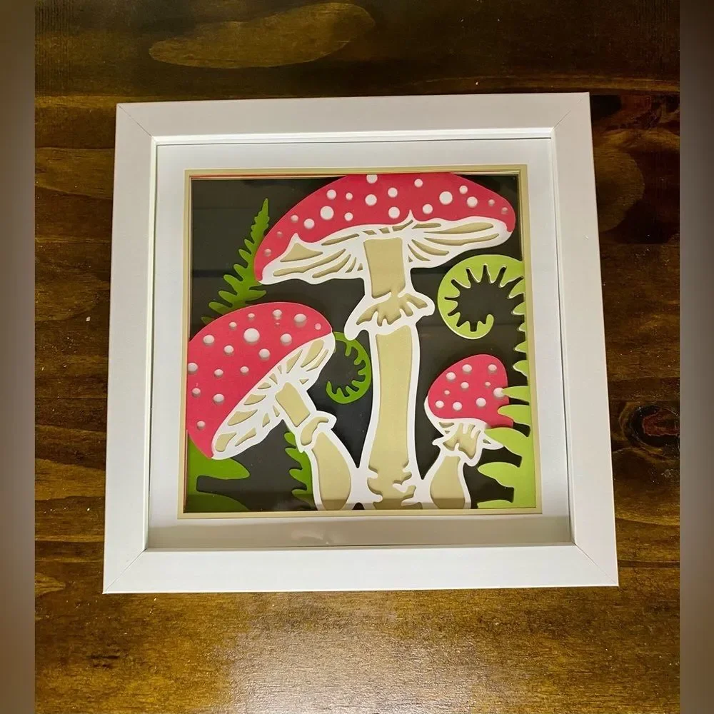 3D Mushrooms Shadowbox