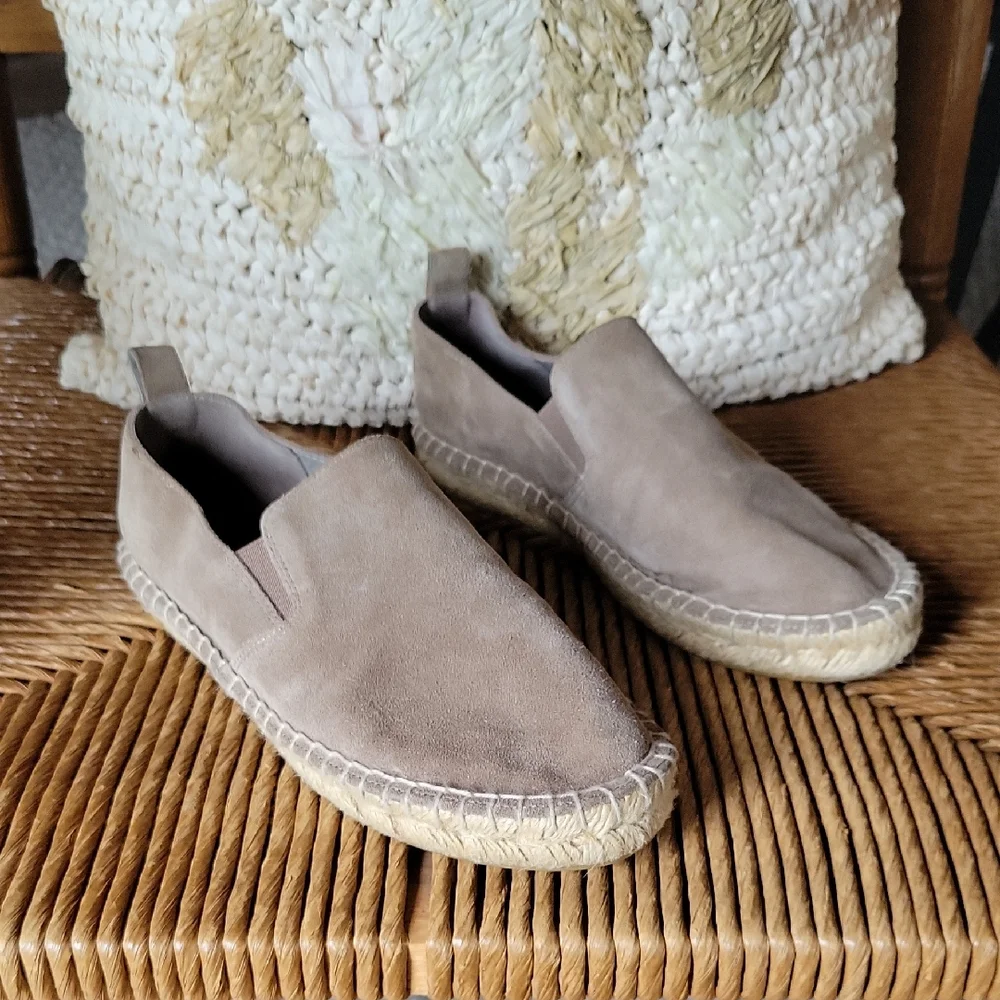 Vince Robin Espadrille Taupe Suede Flat Loafers, size 5M
