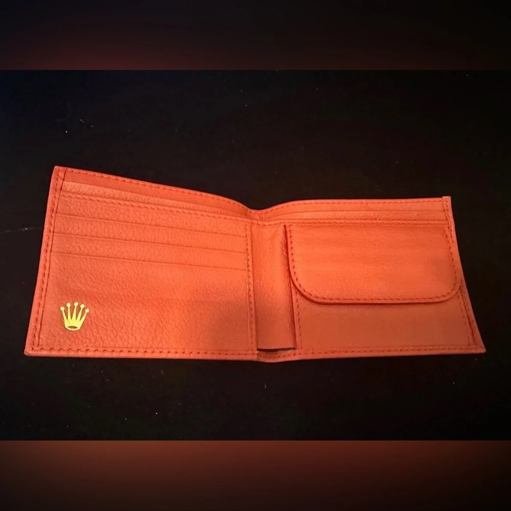 Rolex Red Leather Wallet with Gold Emblem