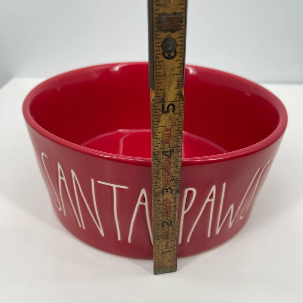 Rae Dunn Red Santa Paws Dog Bowl Artisan Collection