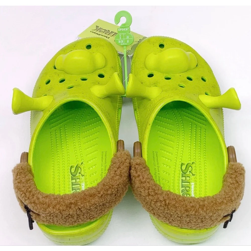 Boys Crocs Shrek Classic Clogs Green Brown Size J2 (Little Boy)