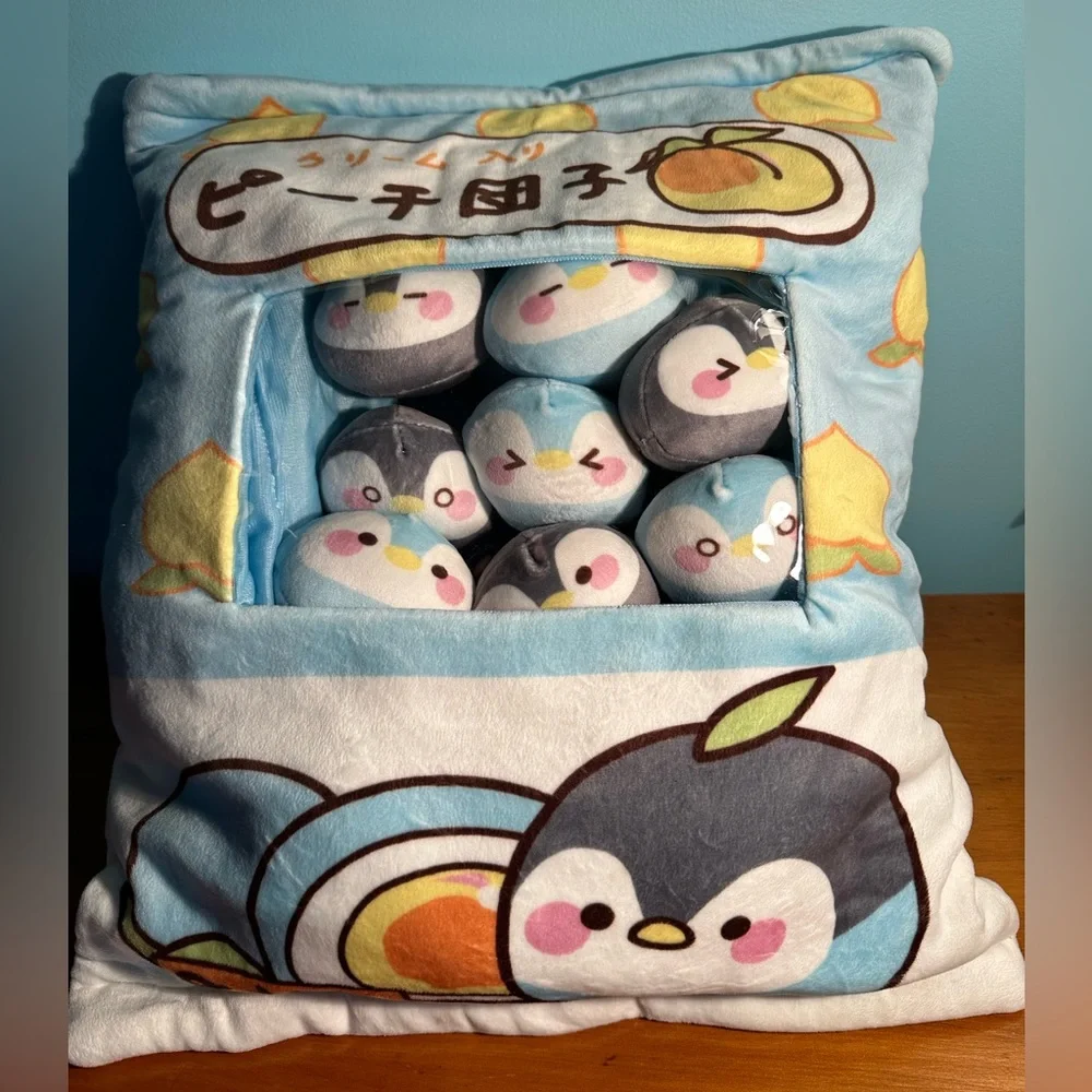Kawaii Plush Penguins Inside Pillow Tactile Squishie Anime Sleep & Play~Set of 8