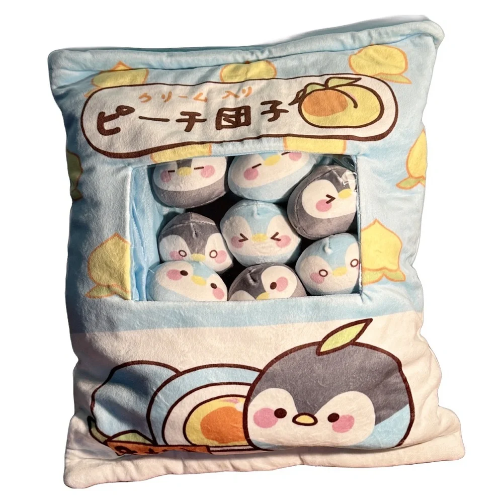 Kawaii Plush Penguins Inside Pillow Tactile Squishie Anime Sleep & Play~Set of 8