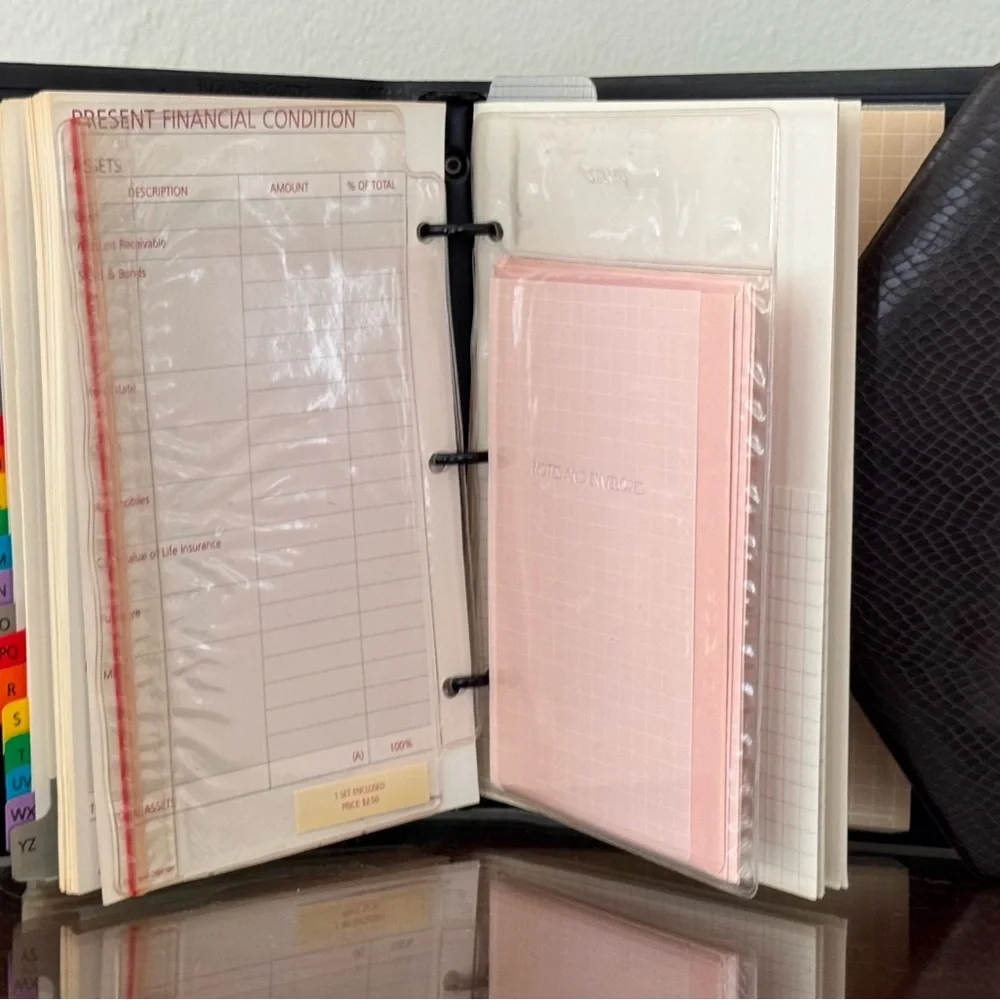 Vintage Faux Snakeskin Organizer Planner Binder w Inserts 80s 90s Desk