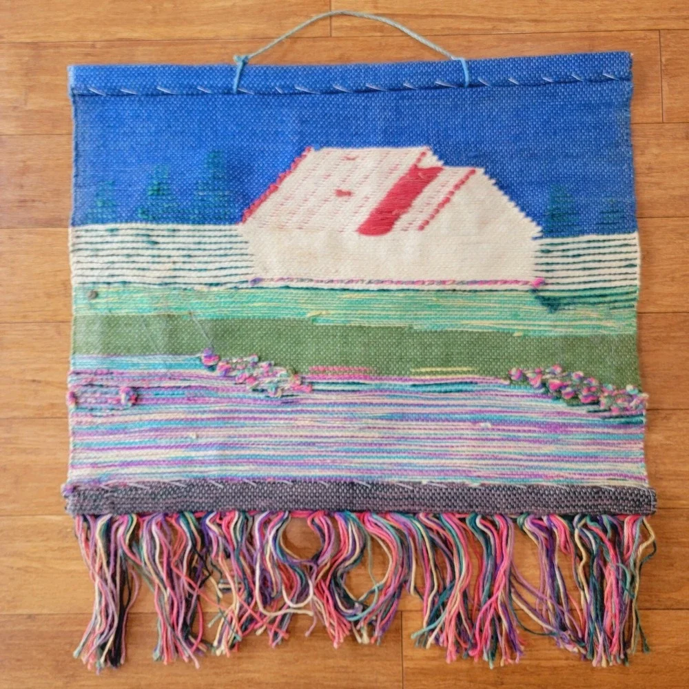 Retro Woven Boho Fringe Textile Wall Tapestry 3D Wall Hanging Woven Wool Indian