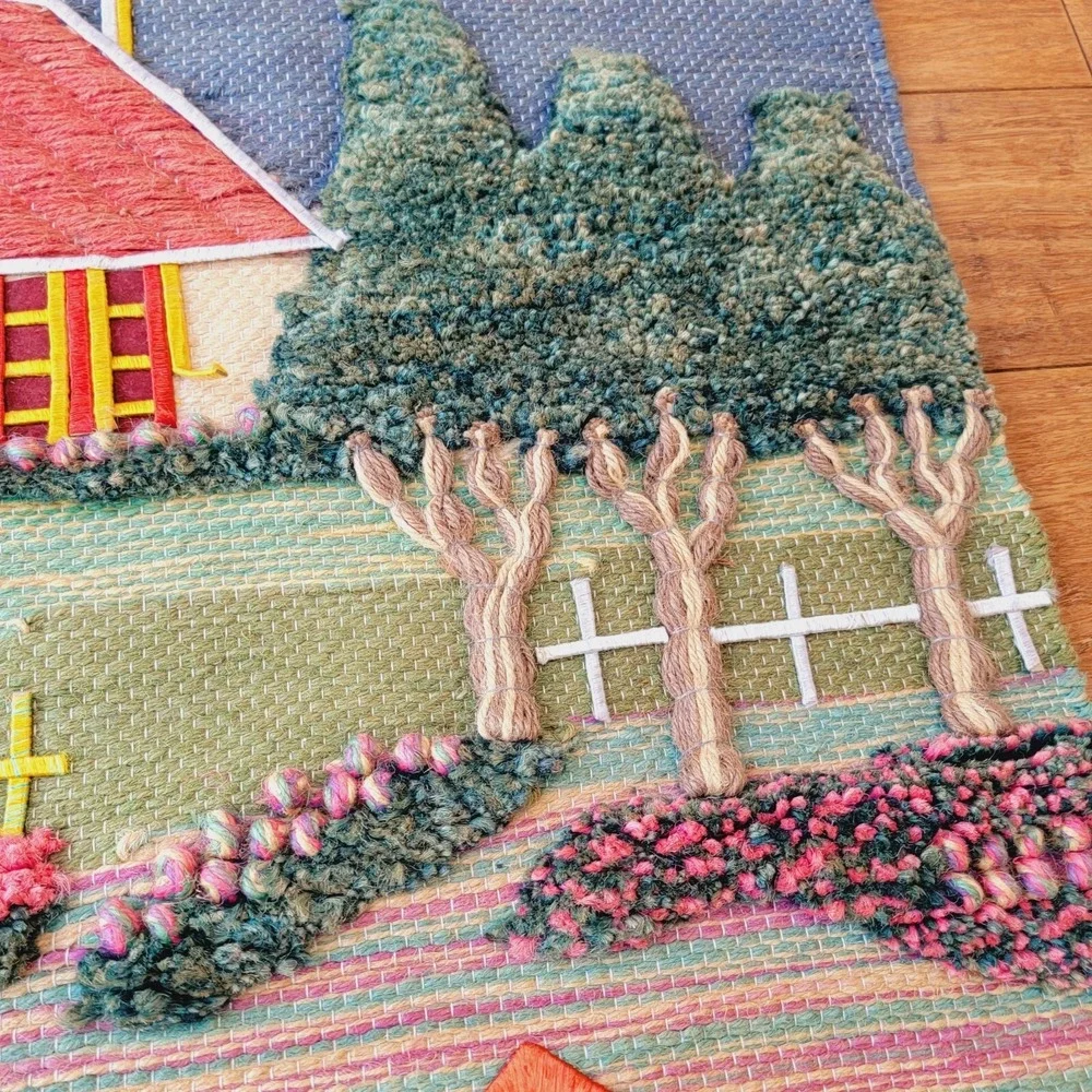 Retro Woven Boho Fringe Textile Wall Tapestry 3D Wall Hanging Woven Wool Indian