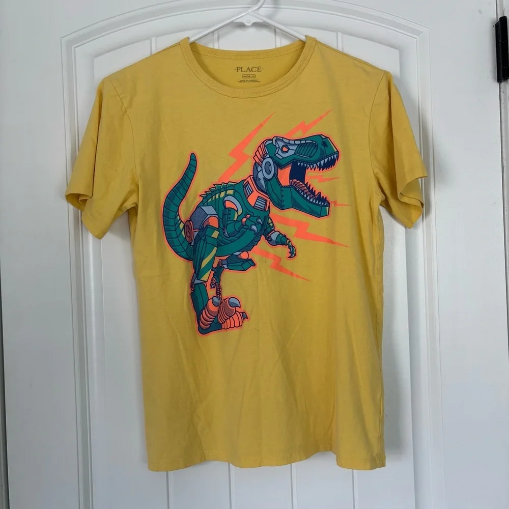 The Children's Place Yellow Dinosaur Tee Size XL 14