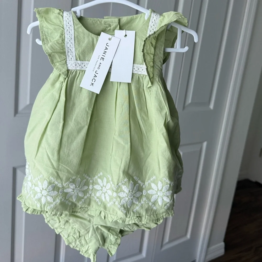 Janie and Jack Green Floral two piece set