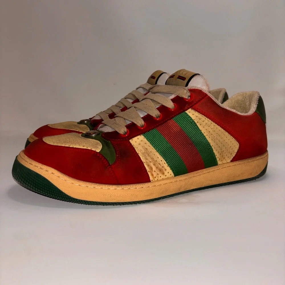 Gucci Red and Green screeners Leather Sneakers