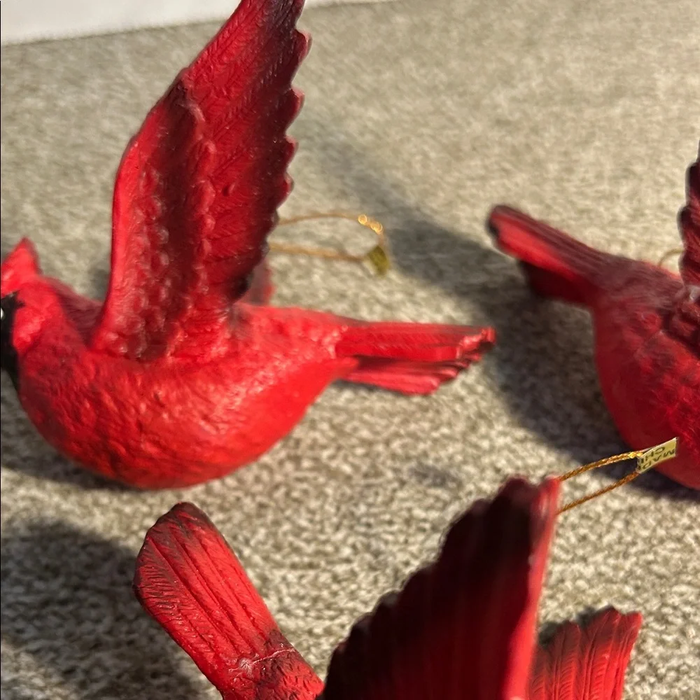 Red Cardinal Bird Ornament (Set of 3)