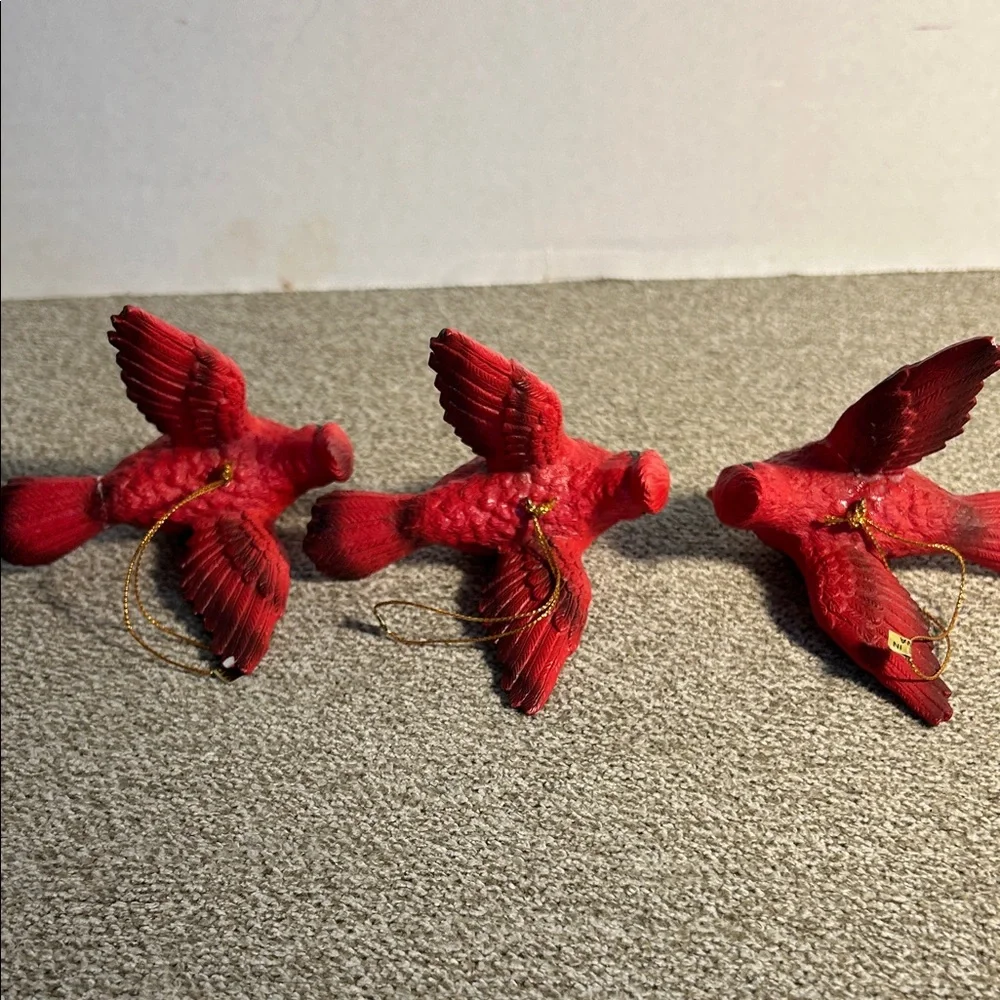 Red Cardinal Bird Ornament (Set of 3)