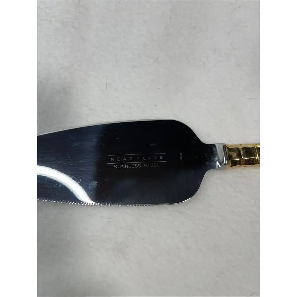 Heartline Stainless Steel Cake Server with Goldtone Handle