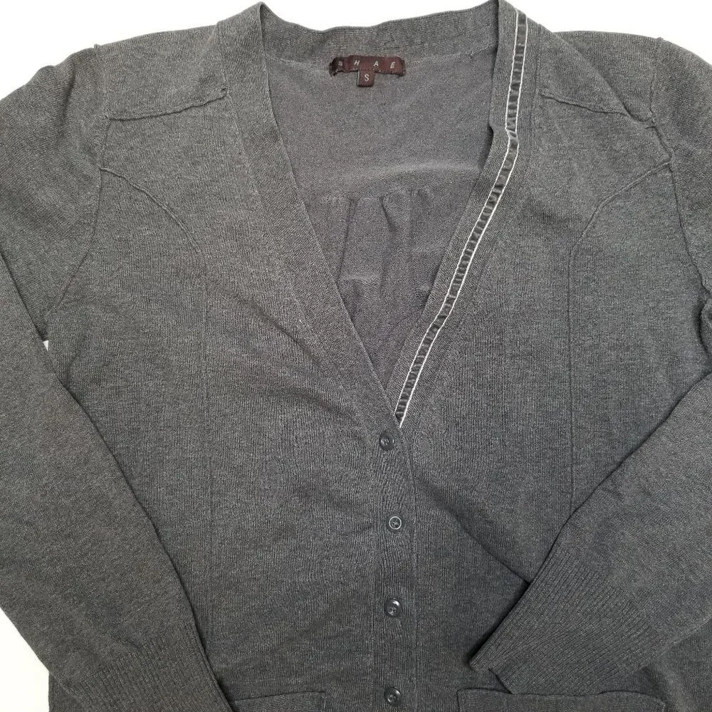 Shae V-Neck Cardigan Sweater Gray Small