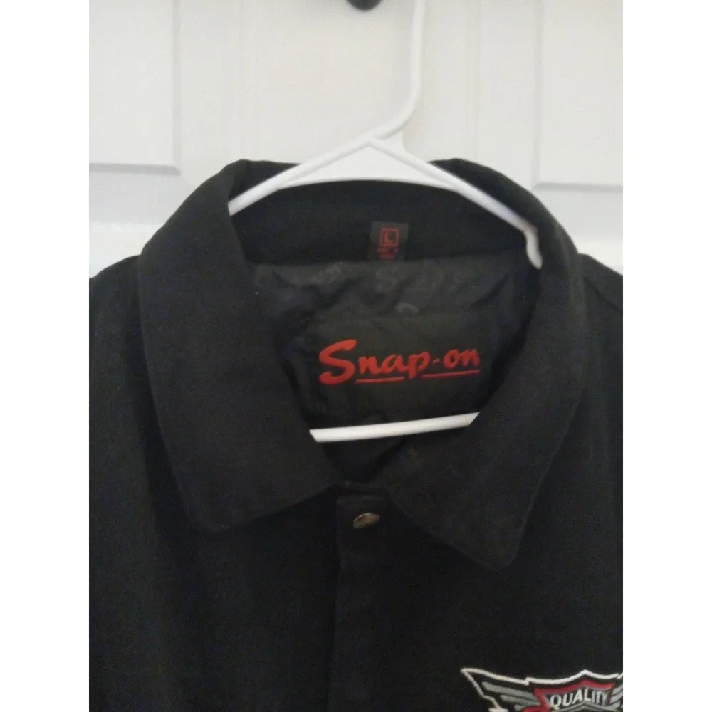 Snap On Tools Mens Mechanic Work Winter Jacket Black Checkered Sleeves Large