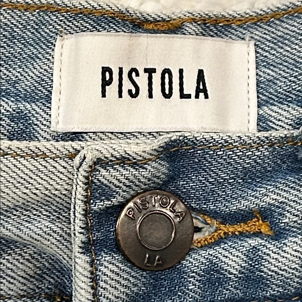 Pistola Devin High Rise Denim Shorts size 26 St. Tropez Blue Distressed