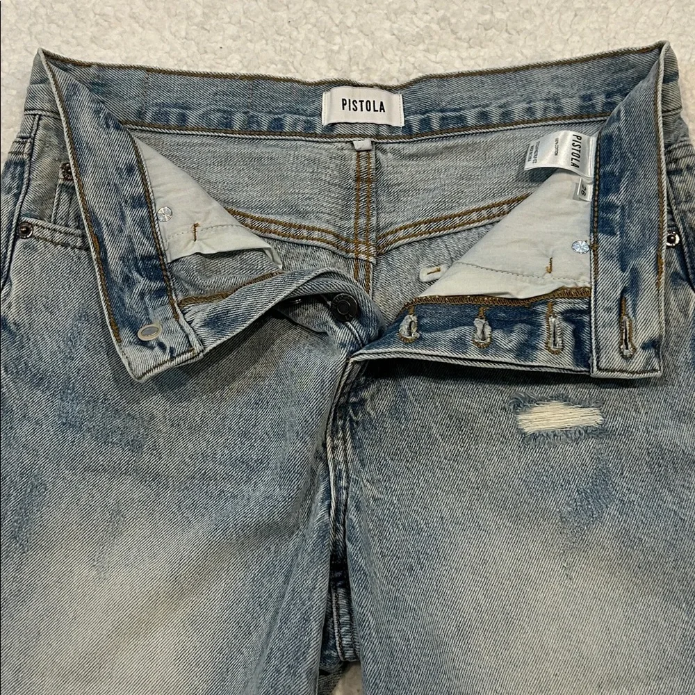 Pistola Devin High Rise Denim Shorts size 26 St. Tropez Blue Distressed