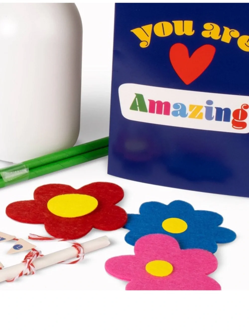 Felt flower craft kit You Are Amazing Party White Vase NEW Target