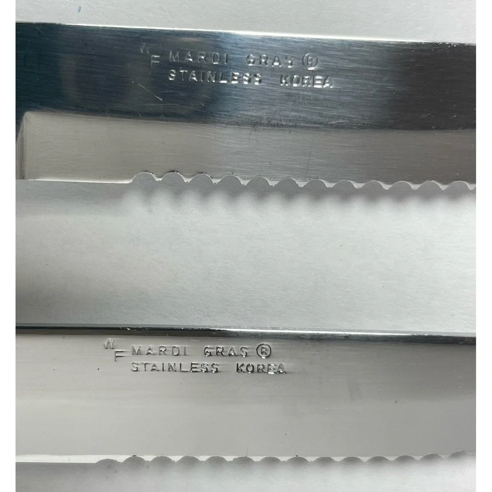 WF Washington Forge Mardi Gras Navy Blue Steak Knives Set Of 6 with Wood Block
