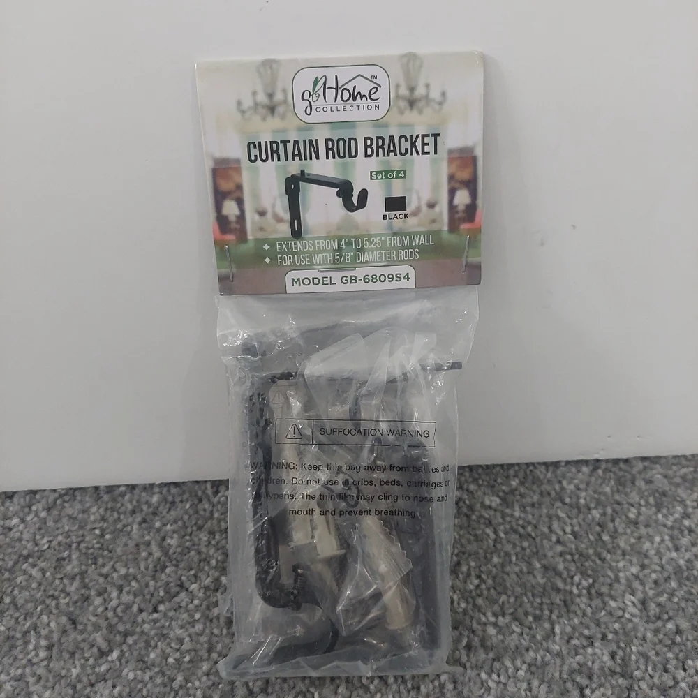 Gray Bunny GB Home Collection Curtain Rod Bracket Black set of 4 model GB-6809S4