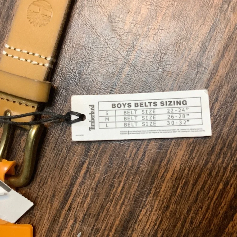 Timberland Boy Genuine Leather Belt Wheat Tan Brass Buckle Size L 30-32 NEW