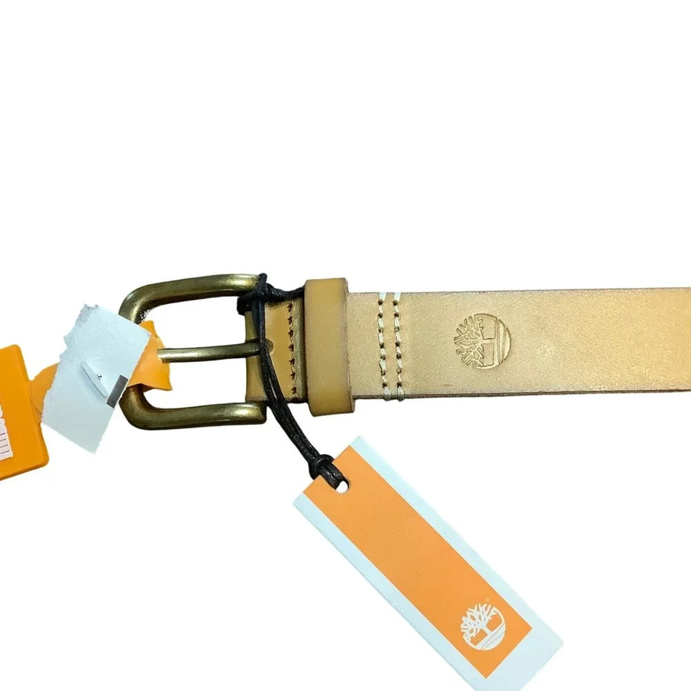 Timberland Boy Genuine Leather Belt Wheat Tan Brass Buckle Size L 30-32 NEW