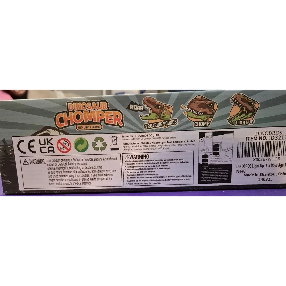 DINOBROS Dinosaur Chomper Toys for Kids with 3 Roar Sounds and Light Jurassic