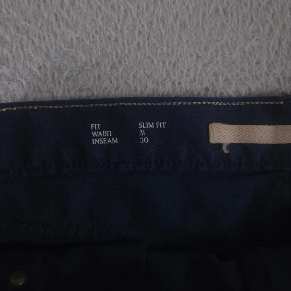 Banana Republic Pants Mens 31x30 Blue Slim Fit Linen-Blend Five Pocket Washwell