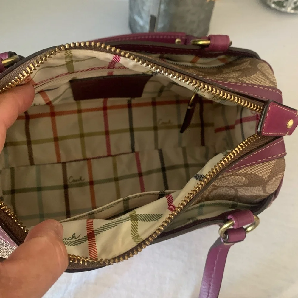Coach RARE Mini Heritage Satchel Signature Leather Bag and Wristlet
