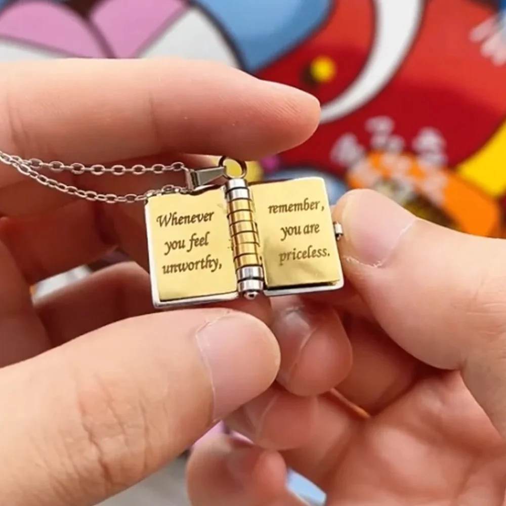 My Little Star Silver and Gold Locket Book Necklace Lasser Engraved For Daughter