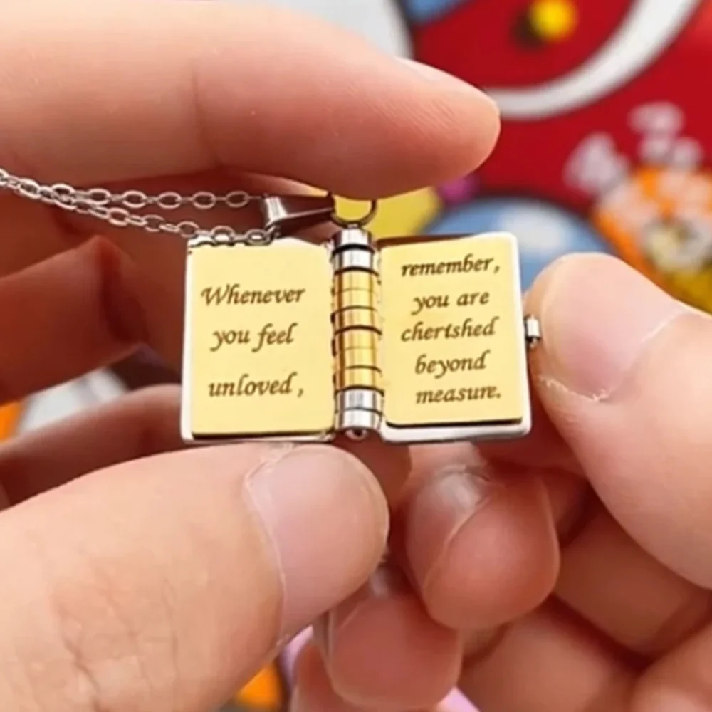 My Little Star Silver and Gold Locket Book Necklace Lasser Engraved For Daughter