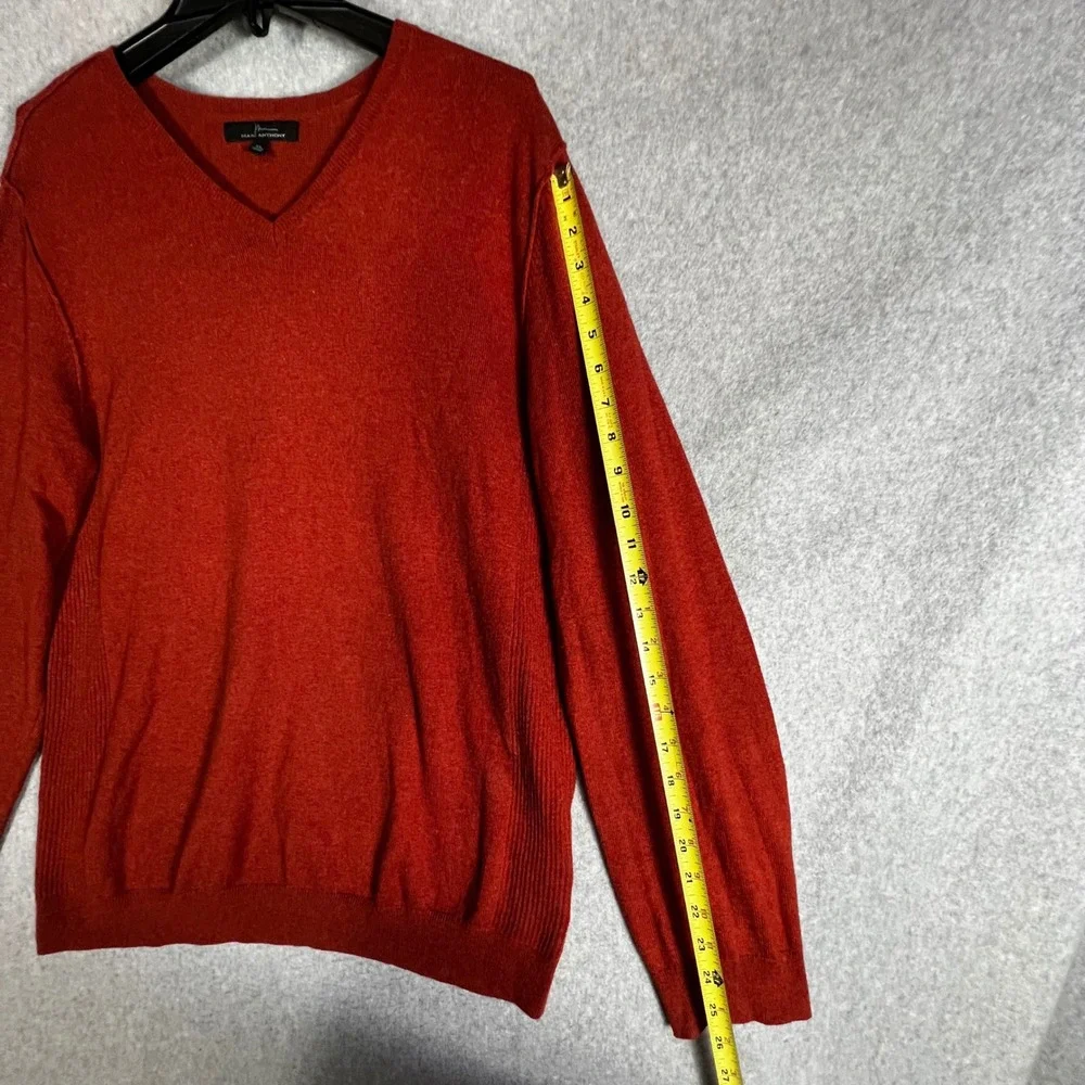 Marc Anthony V-Neck Sweater Mens XL Orange Cotton Cashmere Blend Long Sleeve